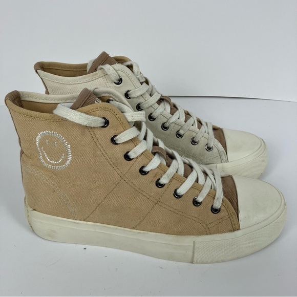 American Eagle Platform Smiley® Colorblock Embroidered High-Top Sneakers Sz 7 - Picture 9 of 16